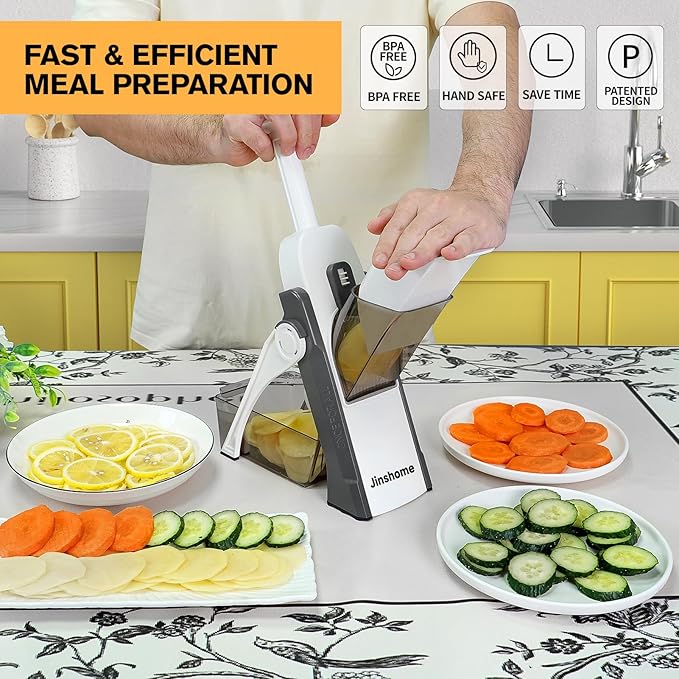 Safe Mandoline Slicer for Kitchen, Potato Chip Slicer,Vegetable Cucumber Slicer With Thickness Adjustable Kitchen Faster Slicer Artifact (Only Slicer) Gray