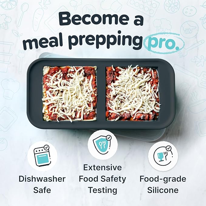 Souper Cubes 2 Cup Silicone Freezer Tray with Lids, Perfect for Storing Lasagna, Leftovers, Sauces, Portioned Meals and More, Silicone Soup Freezer Molds for Meal Prepping - Charcoal - 2-Pack