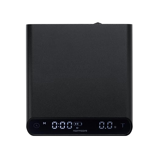 Normcore Pocket Coffee Scale V3, Pour Over Drip Espresso Scale, Barista Scale with Timer, Anodized Aluminum Body with Back-Lit LCD Display, Black