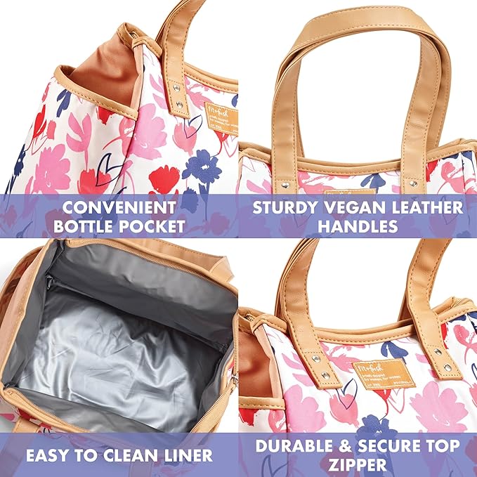 Fit & Fresh Lunch Bag For Women, Insulated Womens Lunch Bag For Work, Leakproof & Stain-Resistant Large Lunch Box For Women With Containers and Matching Tumbler, Zipper, Westerly Lunch Bag, Floral