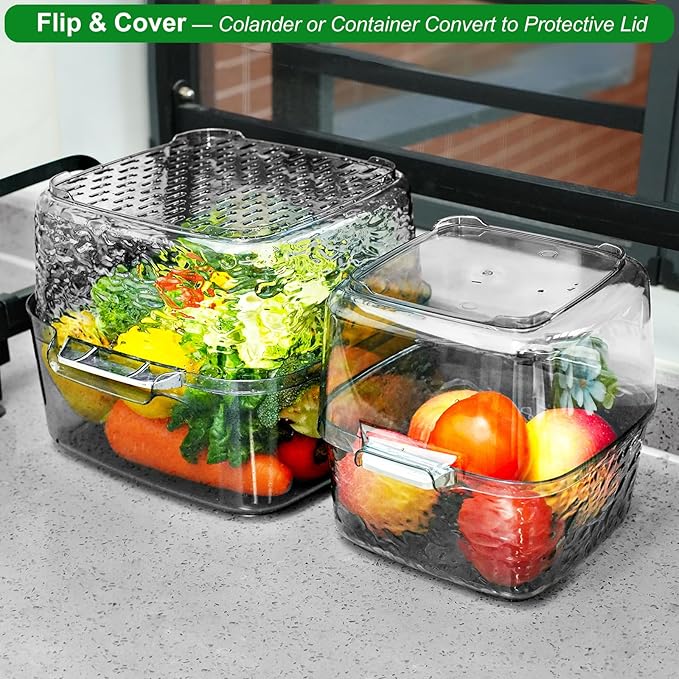 Taiuloo 6-Piece Colander Strainer Bowl Set, BPA-Free Plastic Fruit & Vegetable Washing Basket, Kitchen Colanders & Mixing Bowls for Pasta Berry Salad, 2/3.5/7QT
