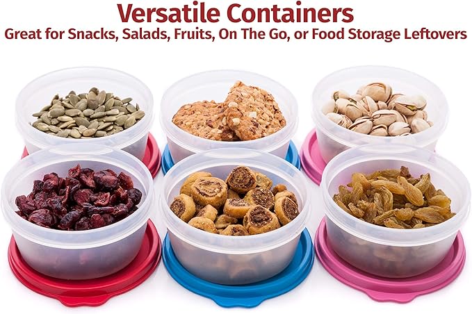 SIGNORA WARE Condiment Containers with Lids- 6 pk. 6.5 oz.Salad Dressing to go Small Food Storage Containers- Sauce Cups Leak proof Reusable Plastic BPA free for Lunch Box Picnic Travel