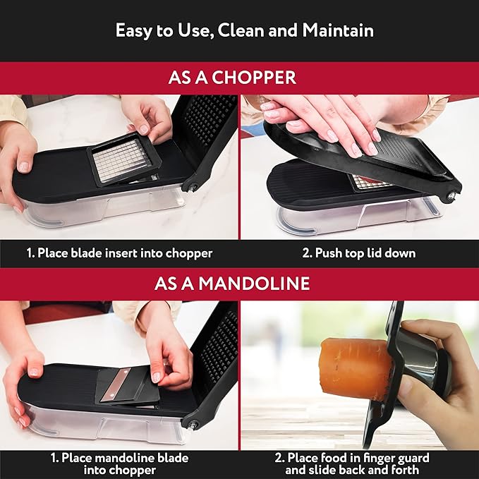 Fullstar Vegetable Chopper, Mandoline Slicer - Cheese Grater, Food Chopper with Container, Kitchen Gadgets, Home Essentials (6-in-1, Black)