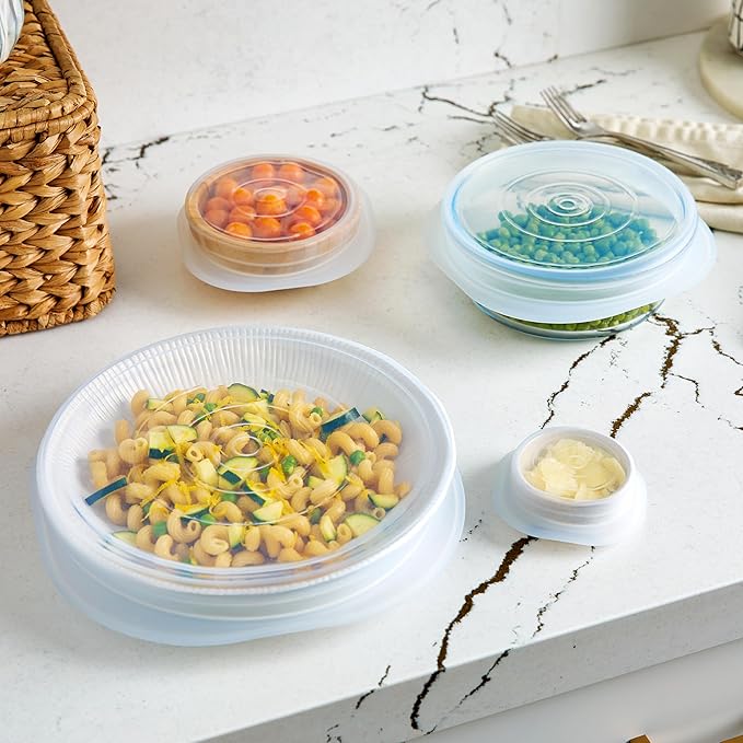 Stasher Premium Silicone Reusable Food Storage Bags and Stretch Lids 10-Pack, Clear, Airtight Seal, Food Containers & Covers, Boxed Starter Kit, BPA Free, Leak-free, Dishwasher Safe, Eco-Friendly