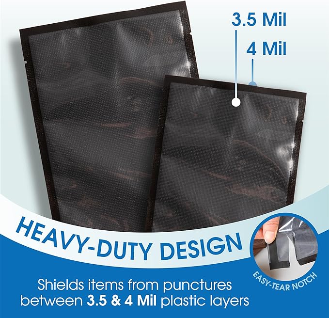 Spartan Industrial 6" X 10" Vacuum Sealer Bags - 100 Count BPA-Free Food Storage Bags for Marinating, Freezing, Sous Vide Cooking