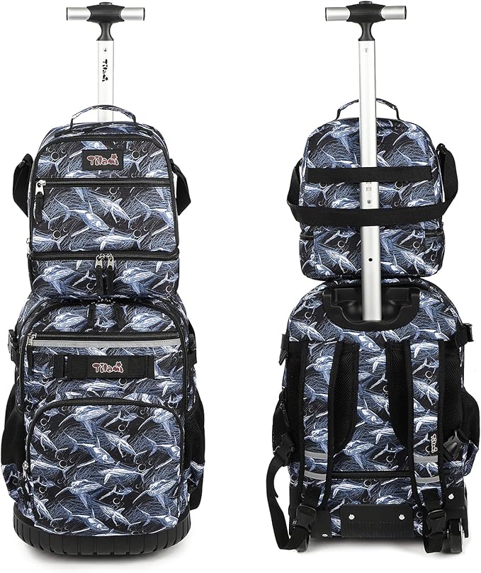 Tilami Lunch Bags Insulated Adjustable Strap Zipper, Water-Resistant Cooler Bags, Bento Bags for Kids Toddlers (Shark)