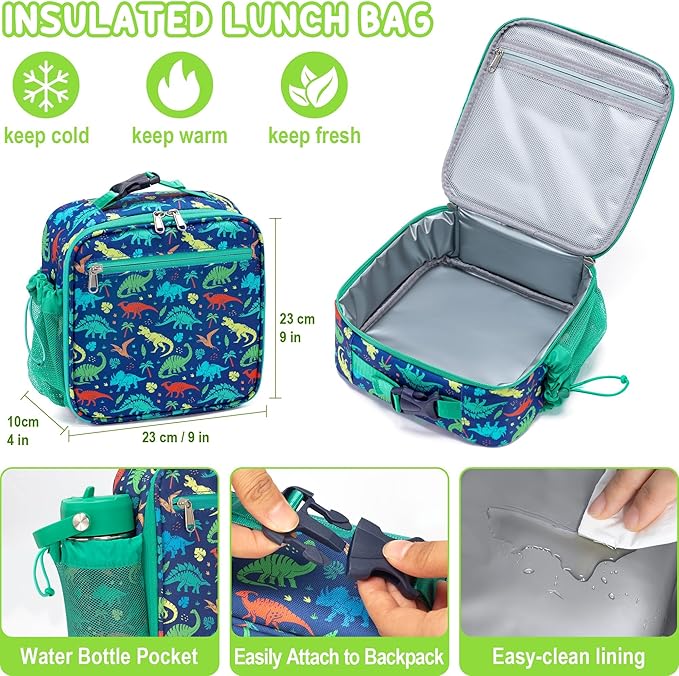 Fimibuke Bento Box for Kids Adult - Leakproof 3-4 Compartments Lunch Bento Box Set with Insulated Thermos Food Jar, Water Bottle, Lunch Bag, Sauce Cup & Cutlery for Toddler Teen Shcool Girl Boy Age 3+