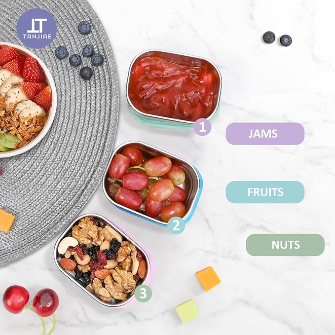 Kids Snack Pro - Stainless Steel Snack Containers for Kids | Easy Open Leak Proof Small Food Containers with Silicone Lids - Perfect Metal Toddler Lunch Box for Daycare and School (8oz)