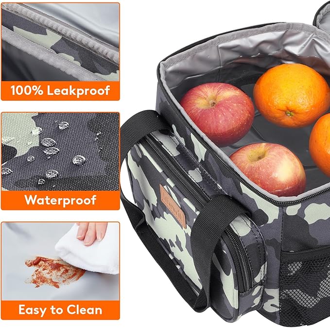 Lifewit Large Lunch Bag Insulated Lunch Box Soft Cooler Cooling Tote for Adult Men Women, Camouflage 12-Can (9L)