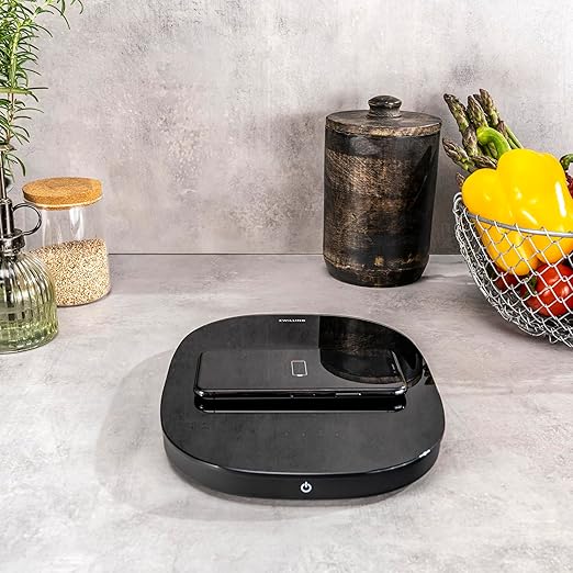 ZWILLING Enfinigy 2-in-1 Digital Kitchen Food Scale, Wireless Charging Station, Max weight 22lbs, Grams & Ounces, .1-gram Accuracy, Black