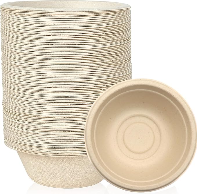 12 oz Disposable Paper Bowels, Paper Food Container, Compostable Tableware for Party, Picnic, Barbecue, Pack of 150
