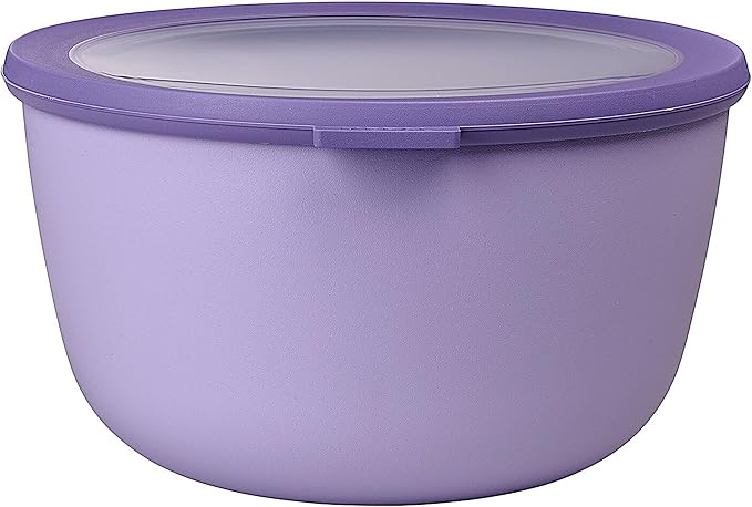 Mepal Cirqula 101oz/3,000ml Multi Food Storage & Serving Bowl with Transparent Lids | Perfect for Food Prep | Microwave & Dishwasher Safe | Nordic Lilac | Made in Holland
