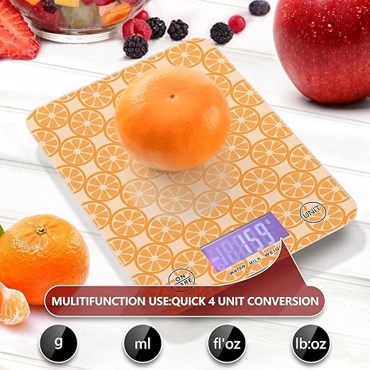 Food Scale Kitchen Scale Food Scales Digital Weight Grams and Ounces Small Electronic Food Scale for Baking Cooking Orange