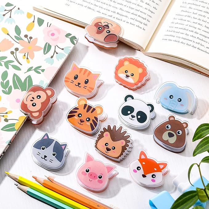 Crtiin 24 Pcs Cute Bag Clips Funny Animals Shaped Fruit Kitchen and Food Bag Clips Binder Paper Plastic for Airtight Seal Food Storage