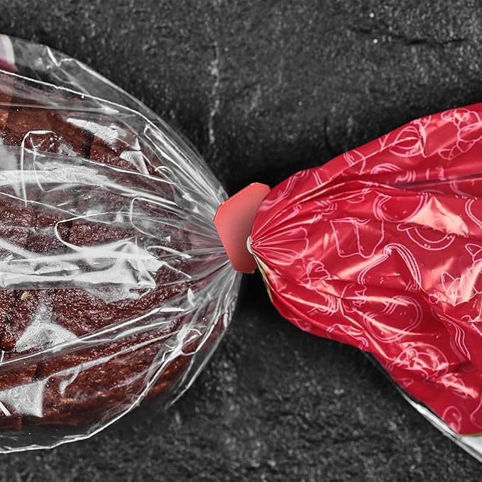 MT Products Red Plastic Bread Clips 7/8" x 1 1/8" - Disposable Plastic Clips - Pack of 100