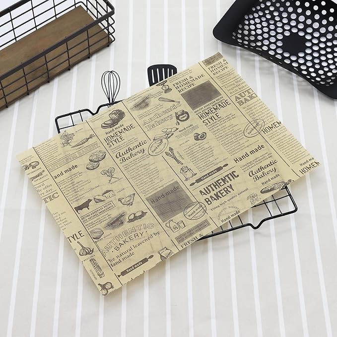 Grease Proof Liners 13.8" x 9.8" Deli Wrap 200 Pack. Best Kraft Food Wrapping Paper Sheets for Picnic, Festival, Fair or BBQ. Perfect Liner for Tray, Basket or Boat (Kraft Bake)