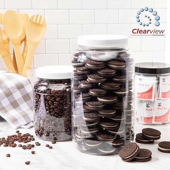12 Pack of 12 Ounce Plastic 1.5 Cup Jars with 70RM Leak Proof Seal Lid - Food Grade and BPA Free (12oz, 12pk)
