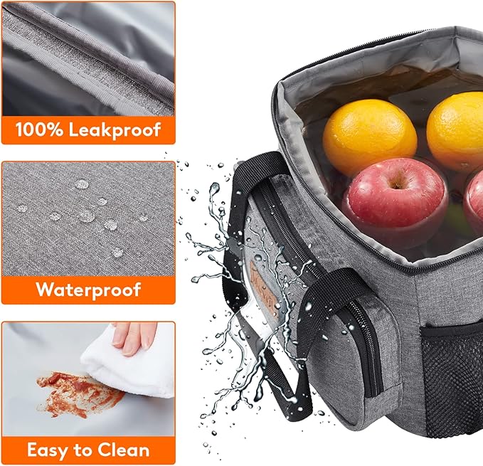 Lifewit Large Lunch Bag Insulated Lunch Box Soft Cooler Cooling Tote for Adult Men Women, Gray 12-Can (9L)