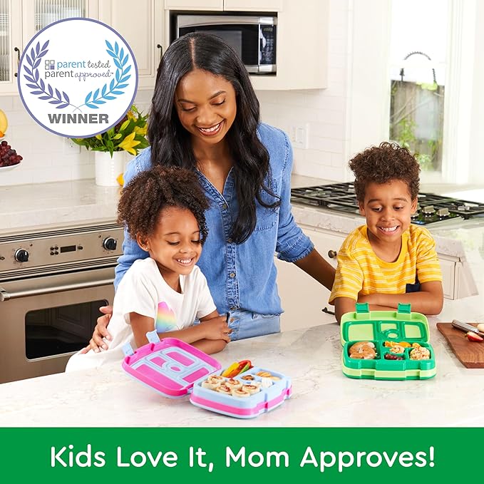 Bentgo Kids Prints Leak-Proof, 5-Compartment Bento-Style Kids Lunch Box - Ideal Portion Sizes for Ages 3-7, Durable, Drop-Proof, Dishwasher Safe, & Made with BPA-Free Materials (Safari)