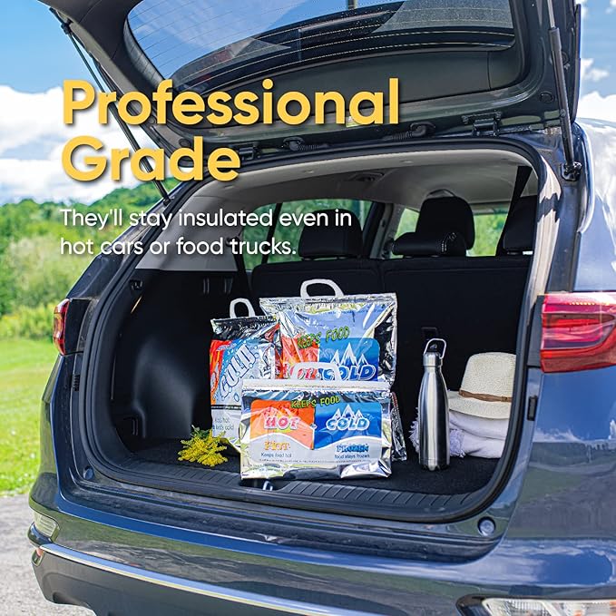 Superio Hot & Cold Insulated Bags for Food Delivery & Grocery Shopping - Reinforced Thermal Lunch Bag (2, 20" x 19")