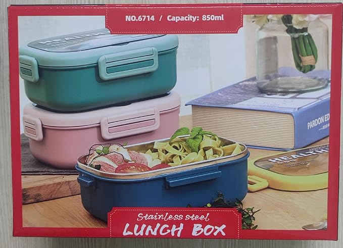 Lille Home 28oz Stainless Steel Leakproof 2-Compartment Bento Lunch Box/Portion Control Food Container with Lunch Bag and Cutlery Set, BPA Free (pink)