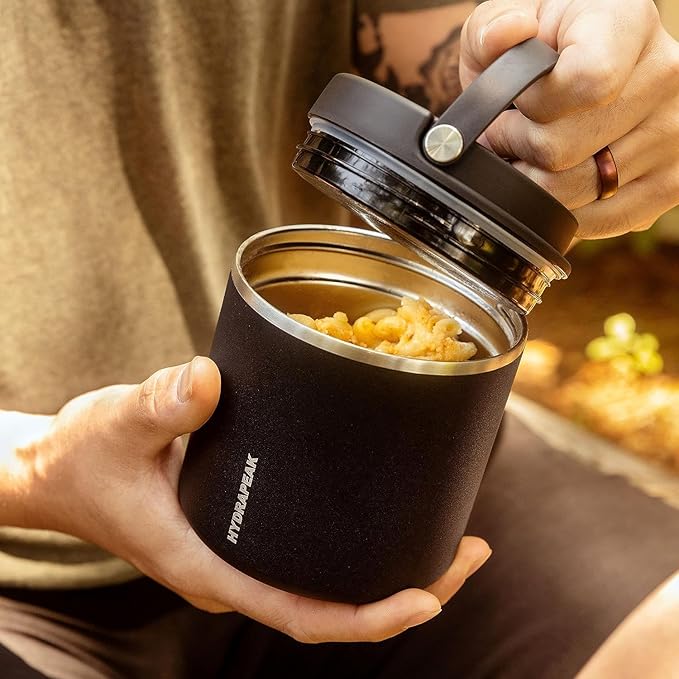 Hydrapeak 18oz Stainless Steel Vacuum Insulated Thermos Food Jar | Thermos for Hot Food and Cold Food, Wide Mouth Leak-Proof Soup Thermos for Adults, 10 Hours Hot and 16 Hours Cold (Tangerine)