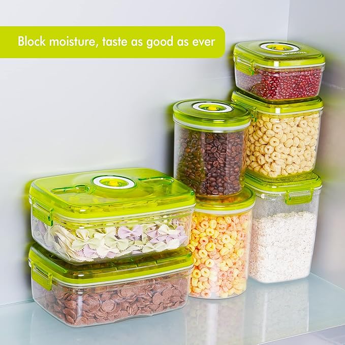 Vacuum Seal Food Storage Containers - Fresh Save, Keep Dry for for Grains, Pet Food & Bulk Buying - 2 Pcs +1 Pc, BPA Free, Leak Proof - Dishwasher, Freezer & Microwave Safe