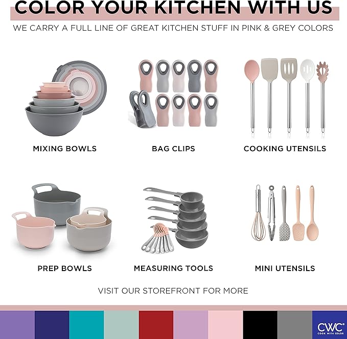 COOK WITH COLOR Bag Clips with Magnet- Food Clips for Snack and Bread Bags (Pink and Grey, Pack of 10)