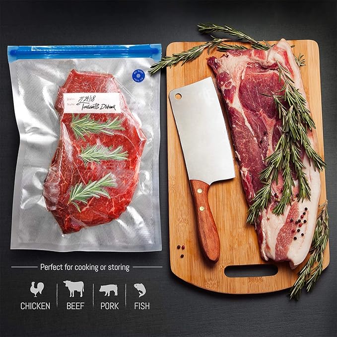 VICARKO 30 Vacuum Zipper Bags, Vacuum Sealer Bags, Food Storage, Reusable Bags, with Double Layers, BPA Free, Combo Size