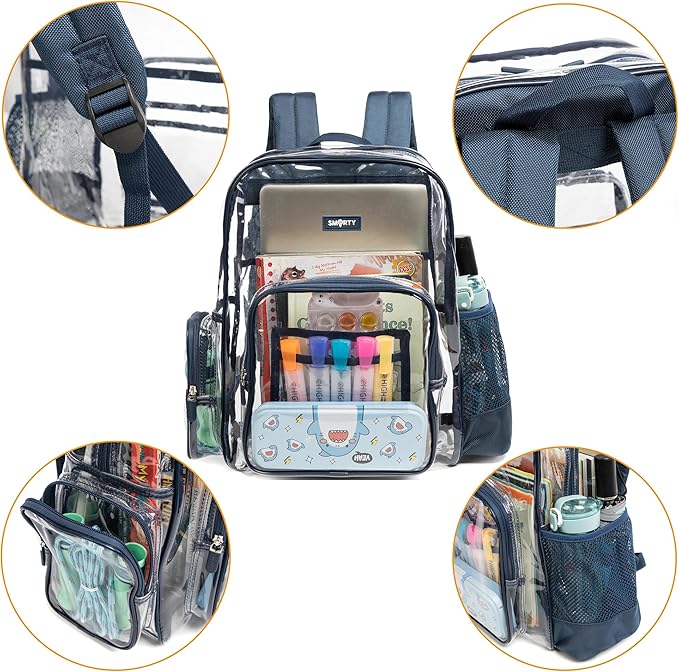 J.CARP Clear Bag Heavy Duty Backpack Durable Transparent See Through Bag