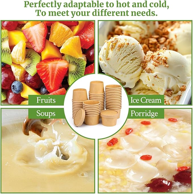 32 Oz Compostable Paper Soup Cups, 25 Pack Kraft Heavy Duty Cups, Disposable Paper Soup Containers with Vented Lids, Microwave Safe Party Cups, Eco Friendly Alternative to Plastic Containers