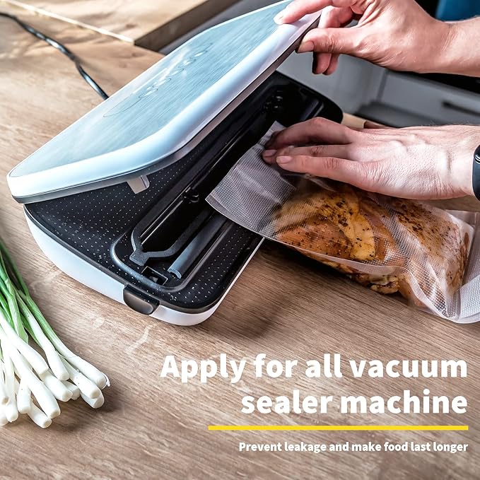 Happy Seal Vacuum Sealer Bags 8" x 50' 4 Pack for Food Saver, Rolls for Custom Fit Airtight Food Storage, Meal Prep or Sous Vide, Commercial Grade Vacuum Seal Freezer Bags