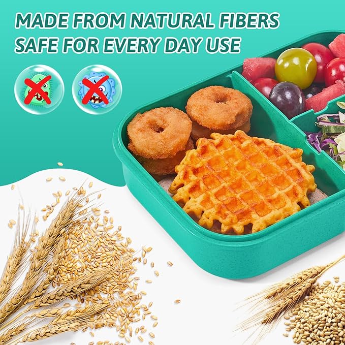 MISS BIG® Bento Box,Bento Box for Kids,Lunch Box Kids,Ideal Leakproof Kids Lunch Box,Lunch Containers No BPAs and Chemical Dyes,M/W,D/W & Fridge Safe(1150ml Green)