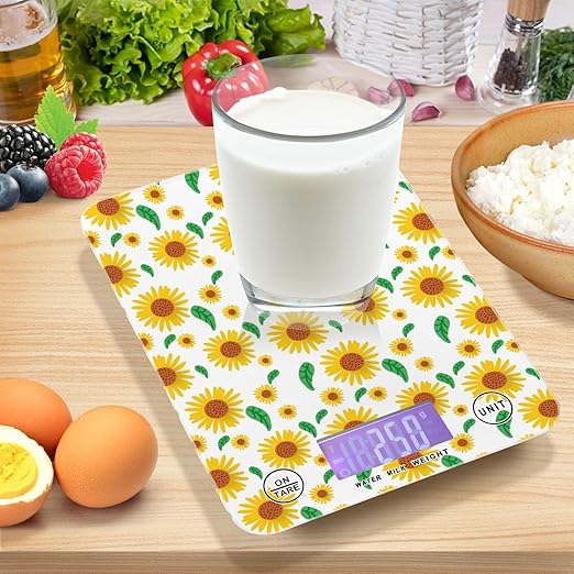 Food Scale Kitchen Scale Food Scales Digital Weight Grams and Ounces Small Electronic Food Scale for Baking Cooking Sunflowers