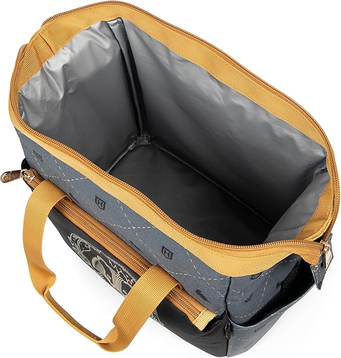 PICNIC TIME Harry Potter Hufflepuff On The Go Lunch Cooler, Soft Cooler Lunch Box, Insulated Lunch Bag, (Black with Yellow Accents)