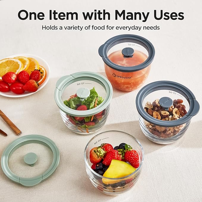 Glass Meal Prep Bowls Set - Leakproof Lids, Microwave & Dishwasher Safe 13 oz (4-Pack) Perfect for Meal Prepping, Portion Control, and On-the-Go Lunches BPA-Free