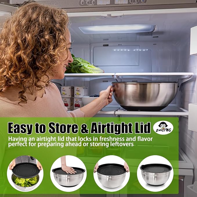 Salad Chopper Bowl - Stainless Steel Salad Chopping Bowl, Salad Chopper Bowl and Cutter with Lid, Chef Grade Salad Chopper Blade and Bowl, Mezzaluna Mincing Knife, Super-fast Salad Prep