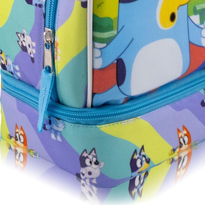 Fast Forward Bluey Lunch Box for Kids With Glitter | Insulated Lunch Bag Lunch Box for Boys, Girls, Unisex | Bluey Blue Reusable Lunchbox