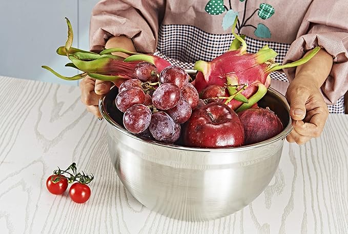 Premium Mixing Bowl Stainless Steel Mixing Bowl, Durable and Rustproof, Easy Grip and Stability Design Bowl,Versatile for Cooking, Baking, Prepping, and Food Storage. (30CM)