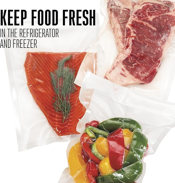 Weston Vacuum Sealer Bags, 2 Ply 3mm Thick, for NutriFresh, FoodSaver & Other Heat-Seal Systems, for Meal Prep and Sous Vide, BPA Free, 15" x 18" (Extra Large), 100 Count, Clear