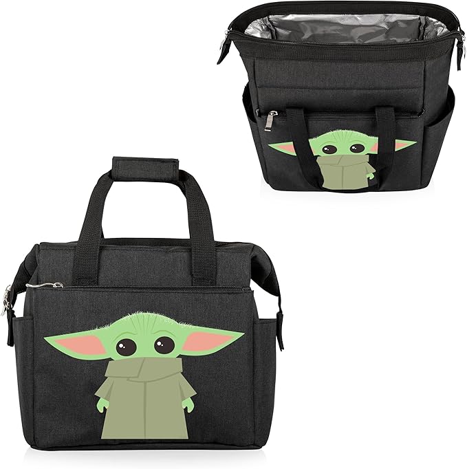 PICNIC TIME Star Wars Mandalorian Grogu On The Go Lunch Bag, Soft Cooler Lunch Box, Insulated Lunch Bag, (Black)