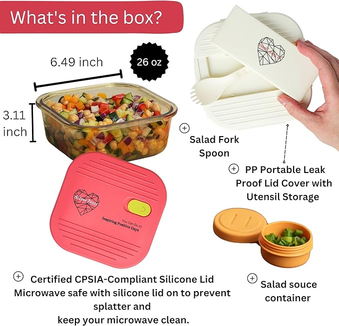 AI LOVE PEACE Ultimate Microwave Cooking Set for Busy Professionals - Ramen Bowl & Glass Meal Prep Container With Dual Lids