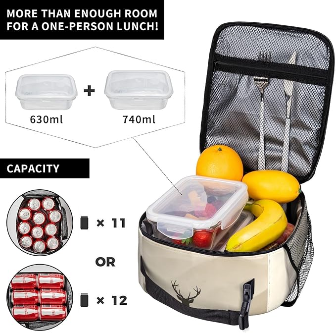Insulated Lunch Box for Kids Boys Girls, Reusable Lunch Bag for School, Office, Work, Picnic, Travel, Mountain Deer Lunch Box