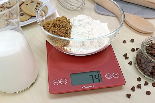 Escali Arti Glass Food Scale Digital Countertop Kitchen, Baking and Cooking Scale with Nutrition and Calorie Counter, 15-Pound Capacity, 9" x 6.5" x .75", Desert Rose