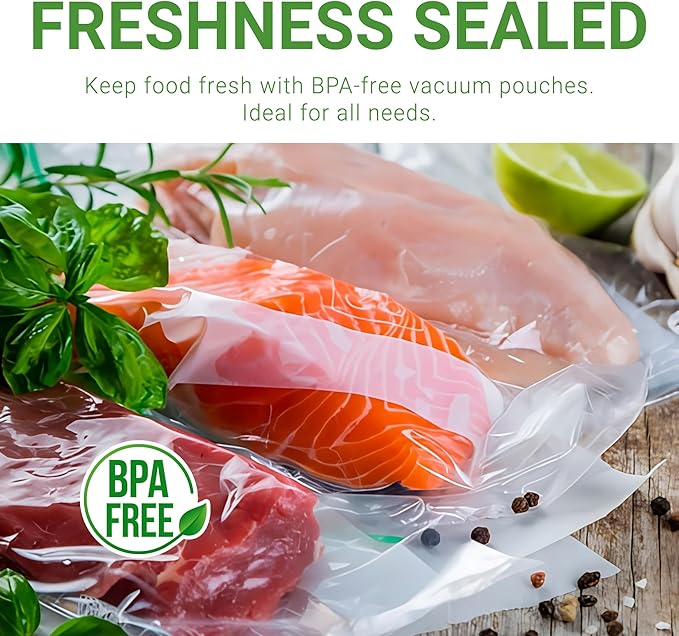 1,000 pcs Clear 6" x 10" Pint, 3 mil Chamber Machine Pouches, Pre-Cut Chamber Vacuum Sealer Bags, Heavy Duty Seal Pouch, BPA-Free Chamber Sealer Bags with Tear Notch