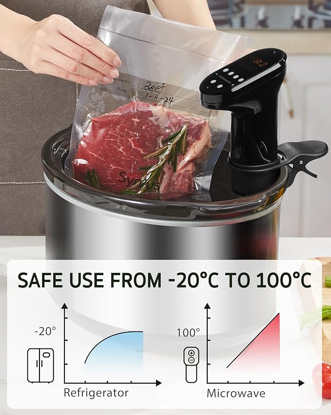 Syntus Vacuum Sealer Bags, 150 Count Gallon 11" x 16" and Quart 8" x 12" and Pint 6" x 10" Comercial Grade PreCut Seal Bag for Food, BPA Free Food Vac Bags for Storage, Meal Prep or Sous Vide