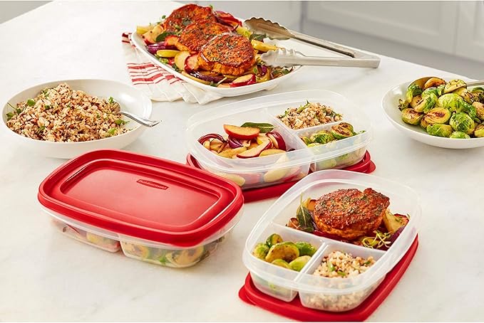 Rubbermaid EasyFindLids Meal Prep Containers 5.1 Cup Red