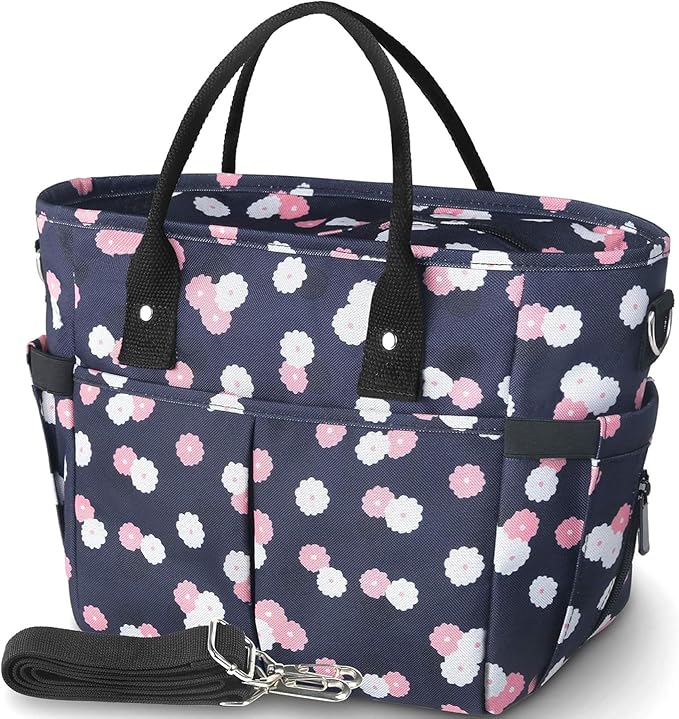 KIPBELIF Cute&Classy Roomy Insulated Lunch Bags for Women - Stylish & Functional Large Tote Adult Lunch Box for Working & Picnic (Dark Blue Plum, L)