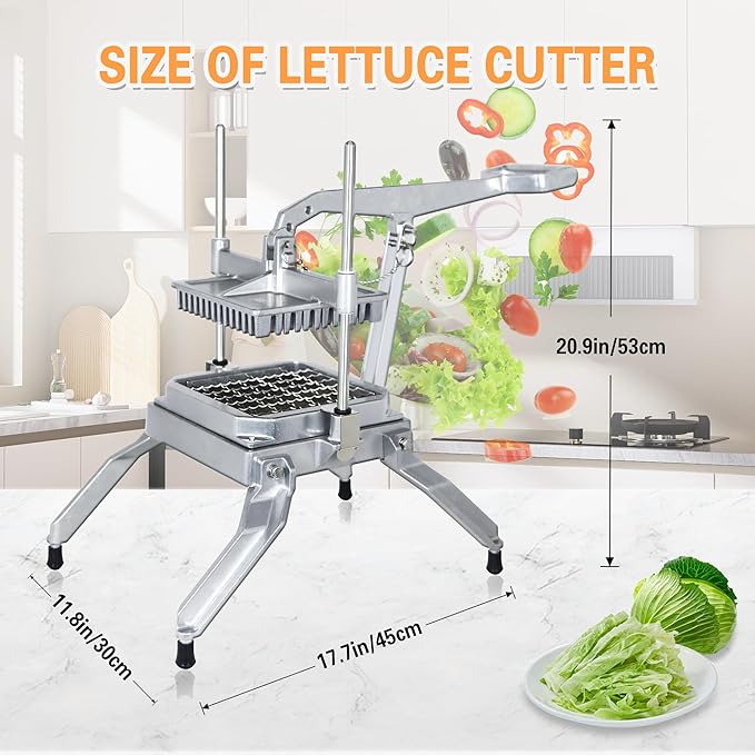 Hakka Commercial Lettuce Cutter, Heavy Duty Vegetable Slicer Cabbage Cutter Stainless Steel for Restaurant & Home Kitchen, Include 3 Blades(1 * 1", 1 * 1/2", 1/2 * 1/2")
