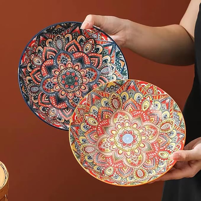 Large Serving Bowls,10 inch Ceramic Salad Bowls,Ideal Housewarming Gift,Vibrant Color Soup Bowls for Party,Pasta,Fruit,Dishwasher & Microwave Safe Soup Bowls (Orange)